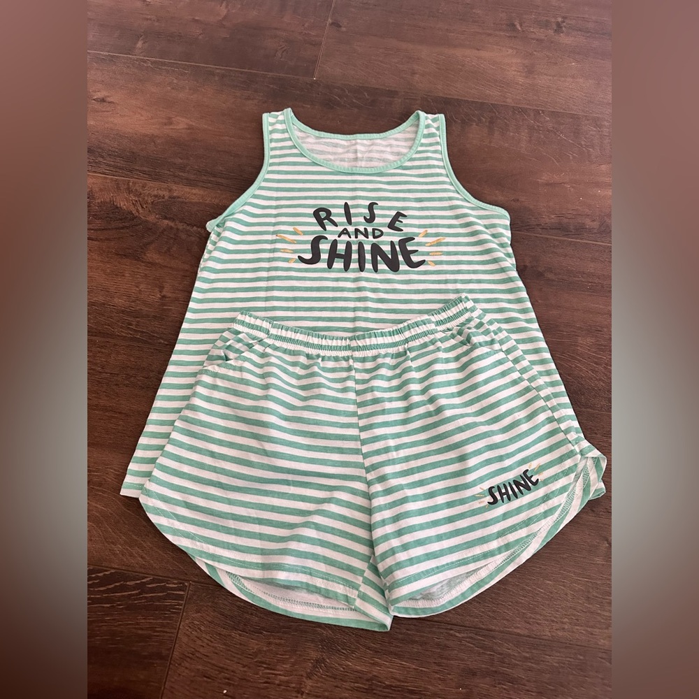 Striped Green and White Pajama Set